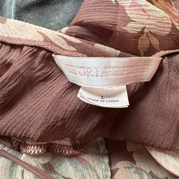 Vintage 2003 Victoria's Secret Floral 100% Silk Slip Brown Pink White Y2K - Picture 6 of 8